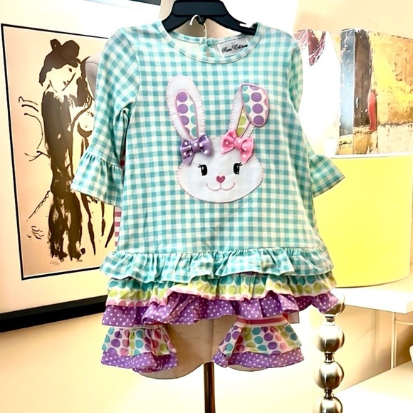 NWT,Rare Editions,2-Pc Set, Whimsical Bunny Design,Ruffled Top & Pants, Size 4T - Picture 6 of 6